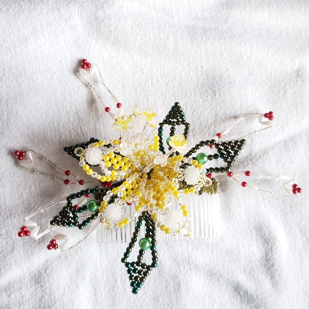 Custom Handmade Flowers Beads Hair Accessory